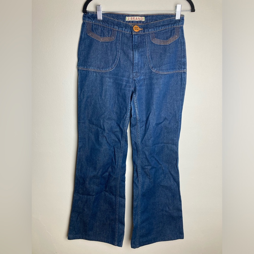 J Brand Size 27 Indigo Mid Rise Wide Flare Leg Boho Hippie 70s Retro